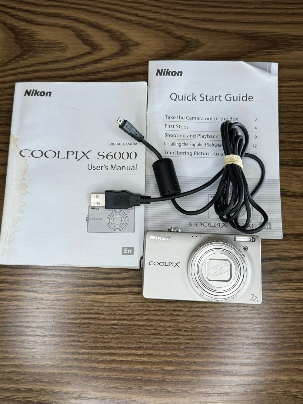 Nikon Coolpix S6000-Silver-Working-New Batteries/Charger-Manuals-Cables